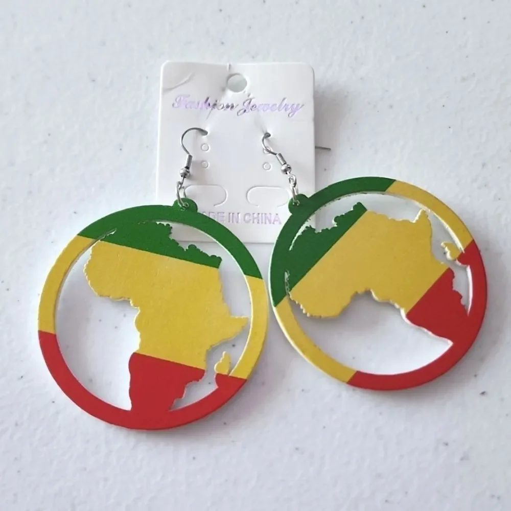3 for $18 NWT Real Wood African Pierced Earrings 1 1/2 Inches
